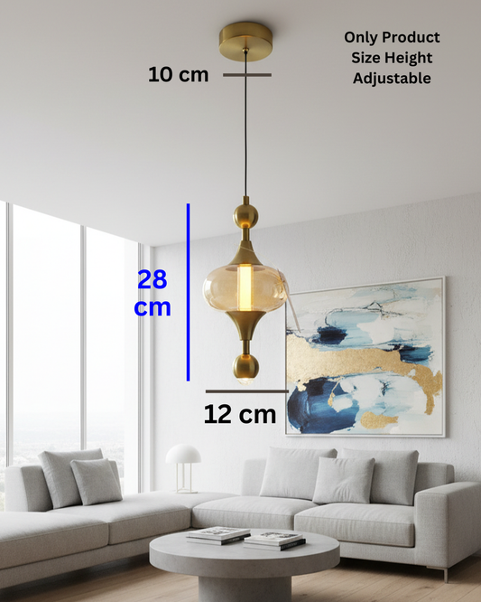 Swanart Modern Glass Pendant Light, Adjustable Hanging Ceiling Light, Amber Glass Pendant Lamp, Vintage Decorative Light Fixture for Living Room, Dining Room, Kitchen Island & Bedroom