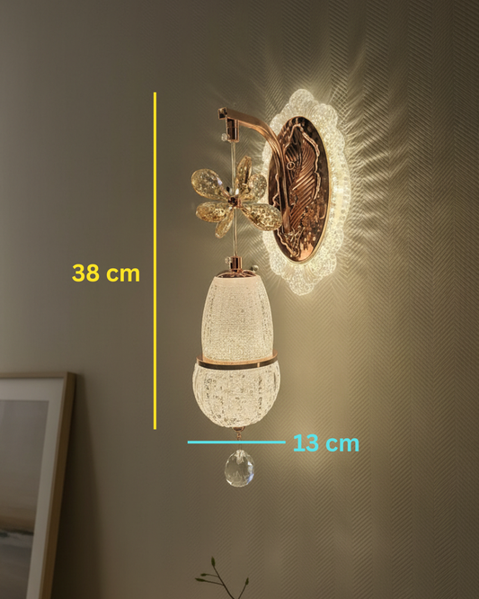 Swanart luxury crystal butterfly wall light with rose gold finish and LED sconce, decorative lighting for living rooms and bedrooms
