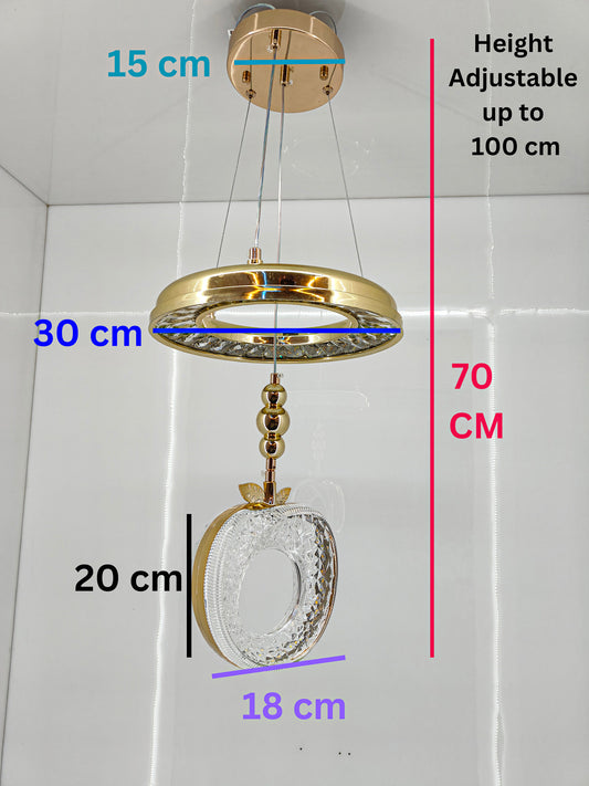 Swanart Luxury Crystaple Crystal Apple Chandelier – Elegant LED Pendant Light with 3-in-1 Color Change, Height Adjustable – Modern Gold & Crystal Ceiling Light for Home & Office - Swanart