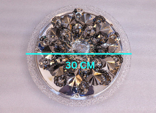 Swanart multi-color LED crystal flower light, 30 cm tall, glowing with enchanting luminescence and vibrant color changes in a decorative display.