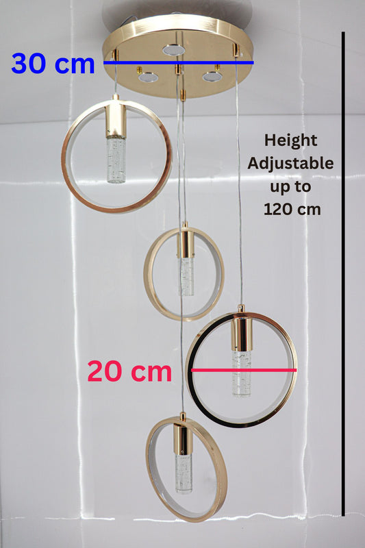 Swanart Radiant Charm Crystal Gel Golden Pendant Light - Elegant Hanging Ceiling Lamp with Sparkling Crystals for Home Decor - Swanart