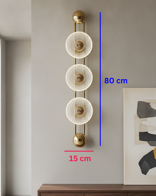 Swanart modern LED wall light with crystal glass sconce in gold finish, ideal for bedroom, living room, or hallway decor.