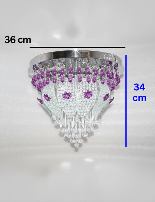 Swanart Prismara Modern Crystal Ceiling Chandelier with Remote | Multi-Color LED Lights | Bluetooth Music System | Rotating Crystal Pendant | 36cm x 36cm Elegant Design - Swanart