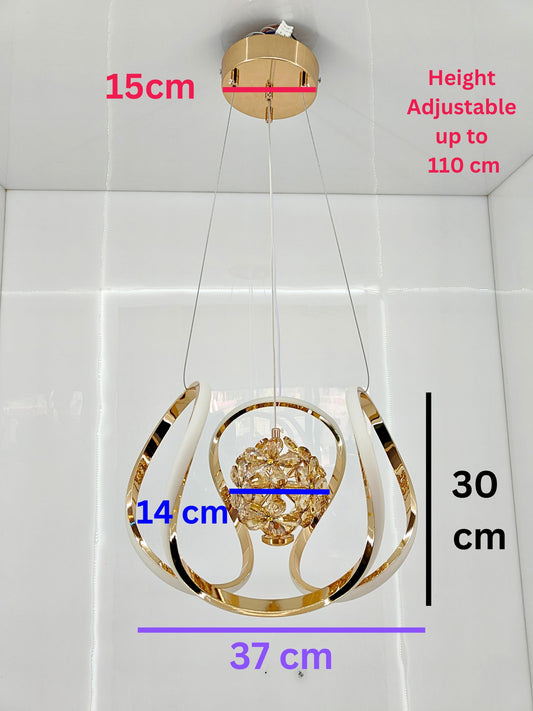 swanart Modern LED Crystal Chandelier Light with Gold Finish, Adjustable Hanging Pendant Ceiling Lamp with Energy-Saving LED and Elegant Crystal Ball Design for Living Room, Dining, Bedroom, Hall - Swanart