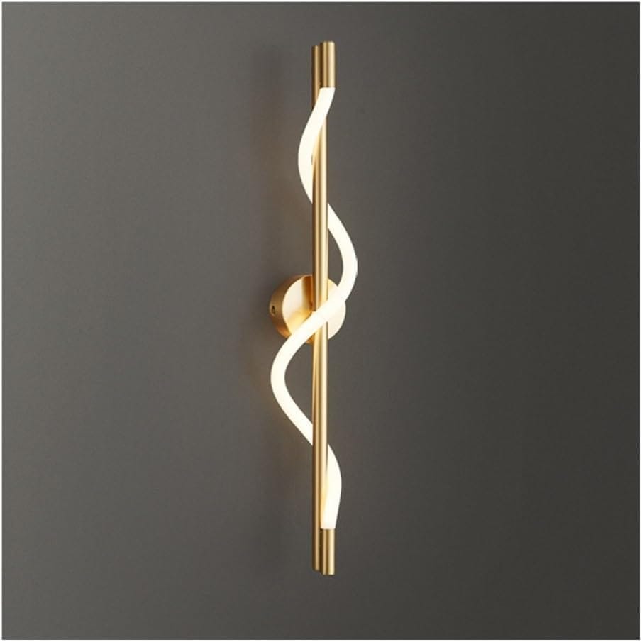 Swanart Modern LED Wall Sconce - Elegant Spiral Design, Gold Finish, Warm White Light, Perfect for Living Room, Bedroom & Hallway Decor - Swanart