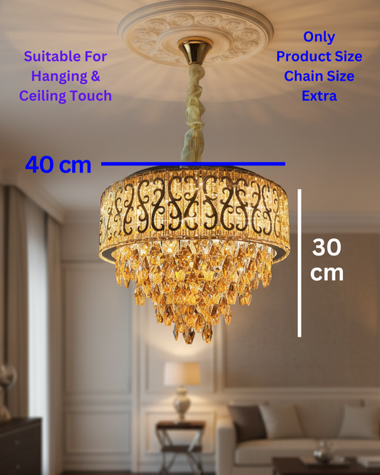 Swanart crystal chandelier ceiling light with modern gold finish, hanging LED lamp for living room, bedroom, or hall decorative lighting