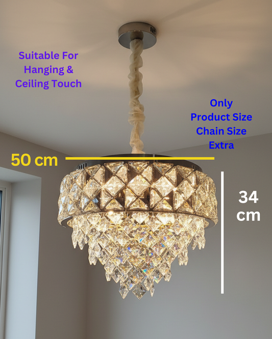 Swanart crystal chandelier ceiling light with round modern LED design and hanging pendant style for living room or bedroom decor