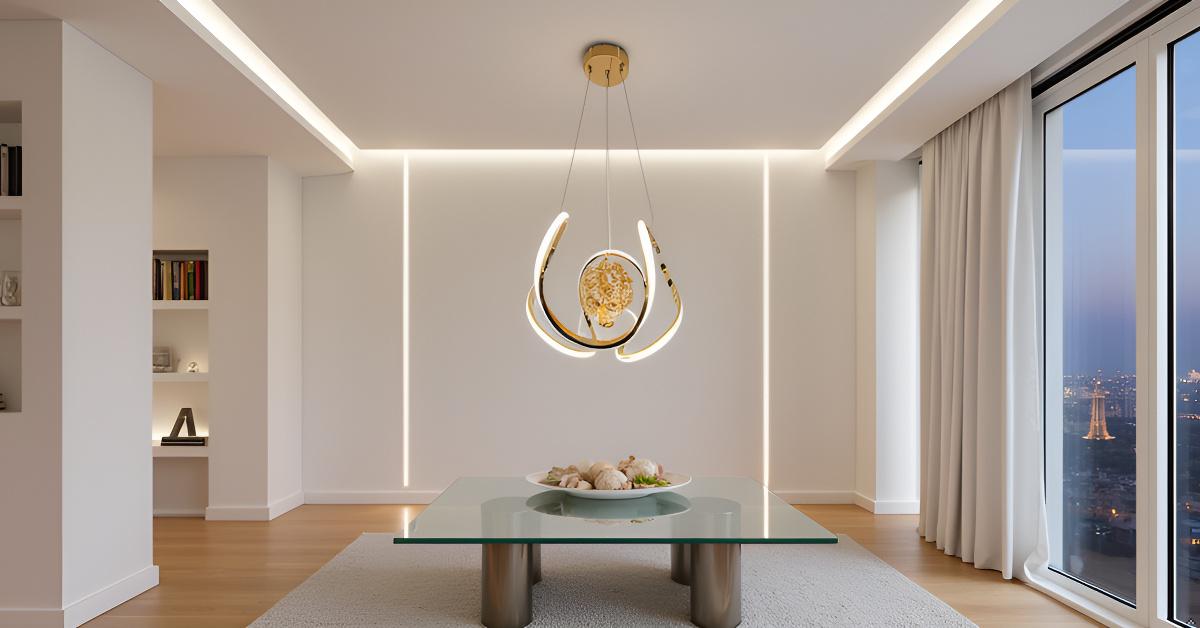 swanart Modern LED Crystal Chandelier Light with Gold Finish, Adjustable Hanging Pendant Ceiling Lamp with Energy-Saving LED and Elegant Crystal Ball Design for Living Room, Dining, Bedroom, Hall - Swanart