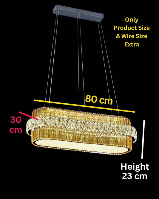 Swanart Luxury Rectangle Crystal Chandelier Light 80 cm Modern LED Dining Table Chandelier Gold Finish Crystal Pendant Ceiling Light for Living Room Dining Room Kitchen Island Hanging Light
