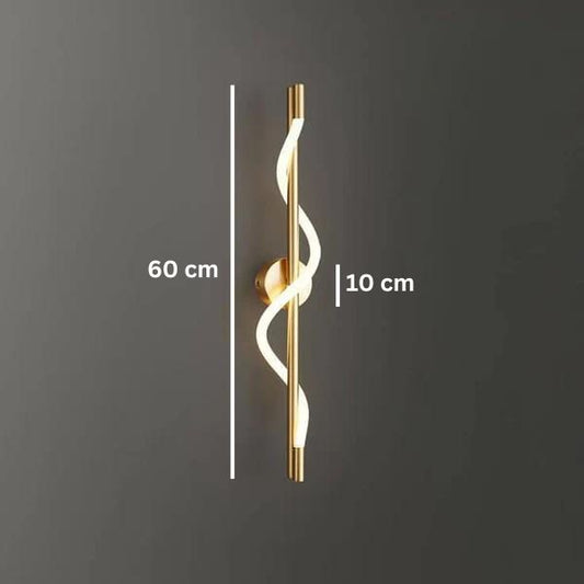 Swanart Modern LED Wall Sconce - Elegant Spiral Design, Gold Finish, Warm White Light, Perfect for Living Room, Bedroom & Hallway Decor - Swanart