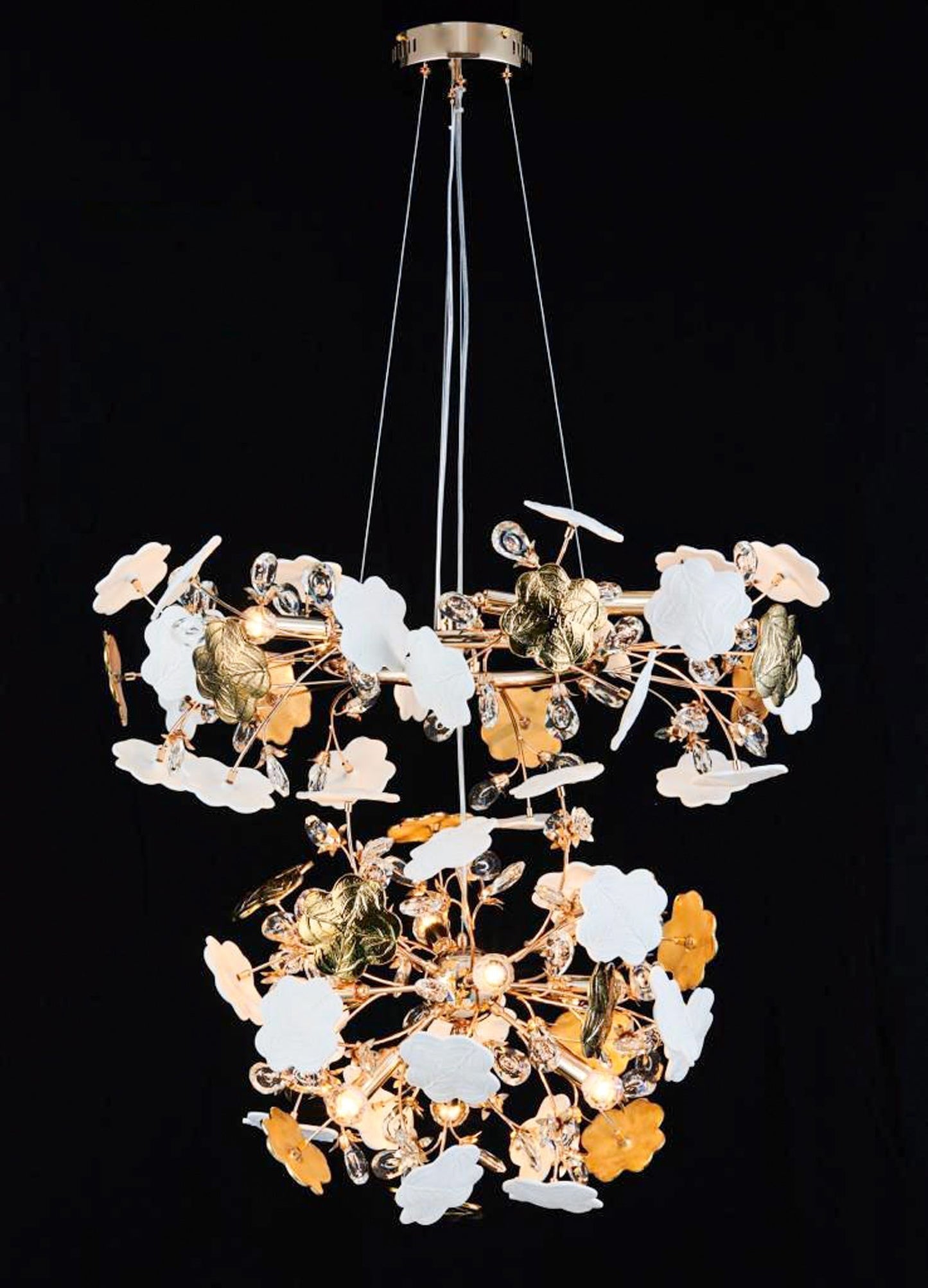 BrighteNIX Crystal Chandelier Light Fixture for Home, Flower Design, Living Room Decor - Swanart