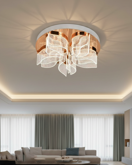 Swanart modern LED ceiling light with crystal design, 3 color options, flush mount chandelier for living room and bedroom decor