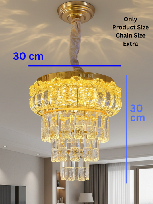 Swanart modern crystal chandelier with moving crystals, LED lighting, Bluetooth speaker, gold finish pendant light for dining or living room