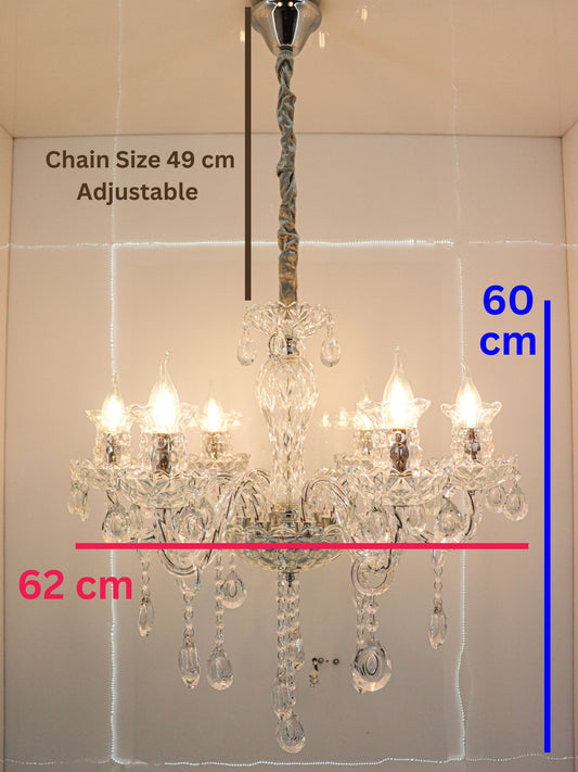 Swanart Elegant K9 Crystal Italian Chandelier Light – Luxurious 6-Light Ceiling Fixture, Modern European Design for Living Room, Dining, and Bedroom - Swanart