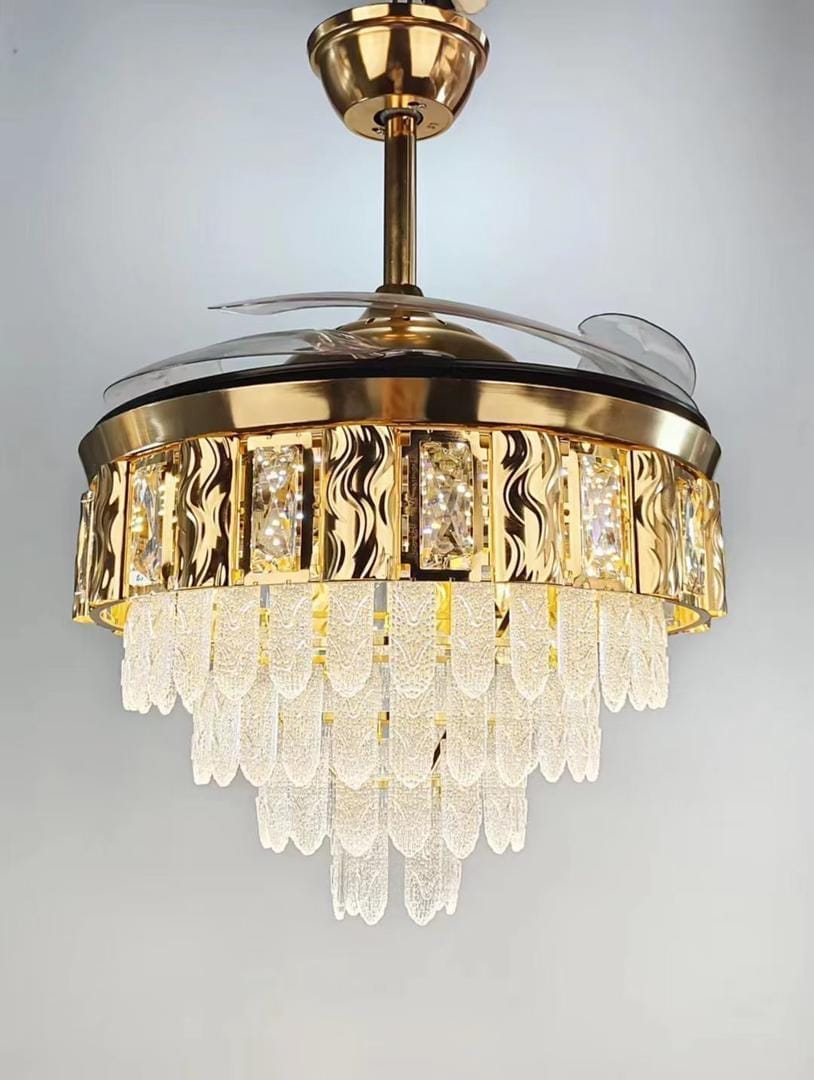 Swanart Crystal Chandelier Ceiling Fan with Remote Control and Bluetooth - Swanart