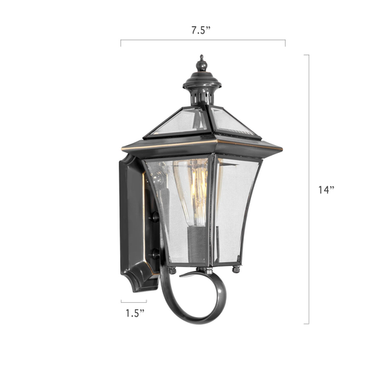 swanart Elegant Outdoor Wall Lantern Light with Clear Glass Panels – Black Vintage Wall Sconce for Garden, Porch, Patio, Balcony & Gate | Waterproof IP65 Exterior Light Fixture with E27 Holder - Swanart