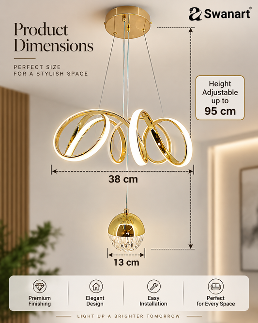 Swanart Fiberglass Vortex pendant light with sleek contemporary design, featuring a chic profile and LED illumination for modern interiors.