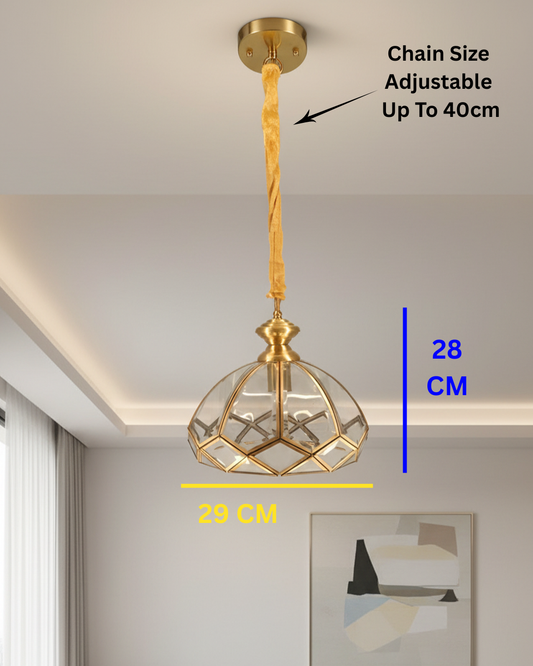 Swanart vintage gold glass dome pendant hanging light with intricate design and warm illumination, perfect for elegant interior decor.
