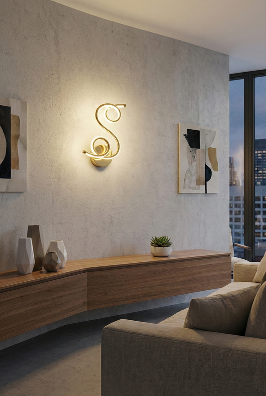 S-shaped wall lights combine sculptural elegance with functional illumination - Swanart