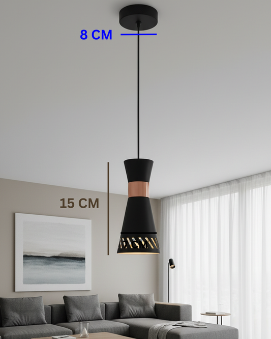 Swanart Modern Pendant Light for Ceiling, Black & Rose Gold Hanging Light, Metal Ceiling Lamp, Decorative Kitchen Island Light, Dining Room Pendant Lighting Fixture