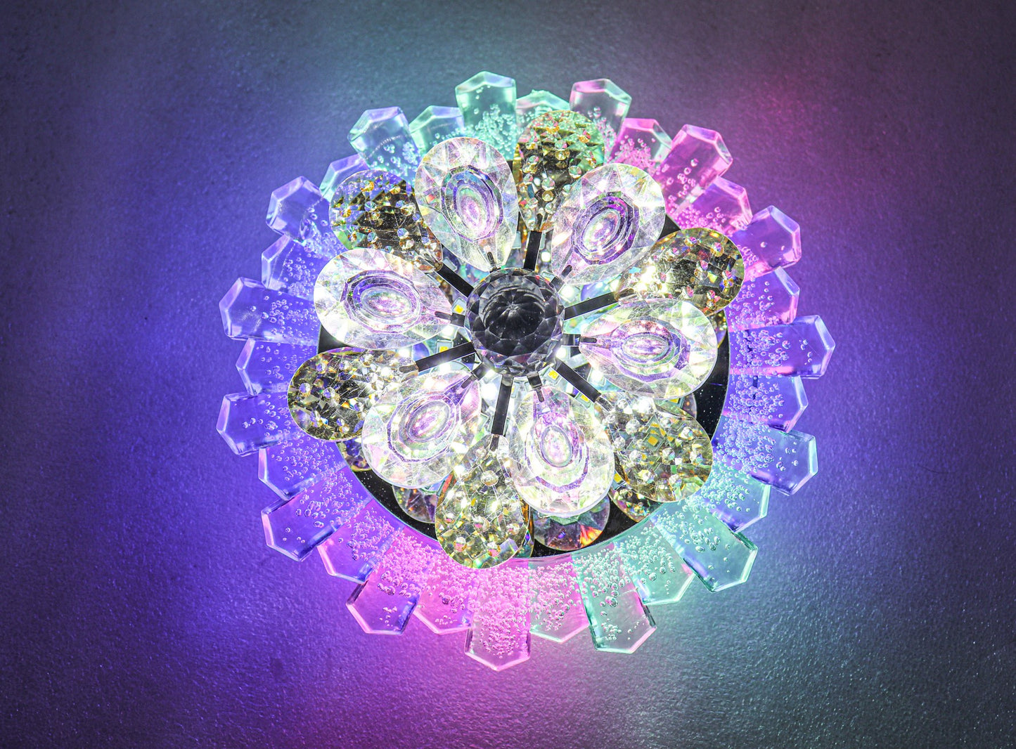 swanart Enchanting Crystal Flower Chandelier with Multi-Color Moving Lights - Swanart