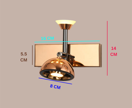 Modern Swanart rose gold and black wall sconce with adjustable LED bell shade for living room, bedroom, or office decor.