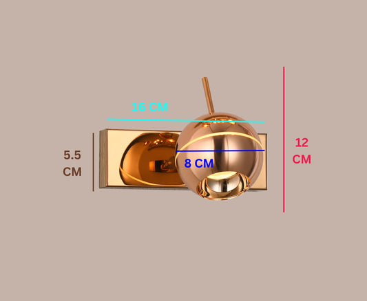 Modern Swanart rose gold wall sconce with adjustable LED globe shade, perfect for living room, bedroom, or office decor.