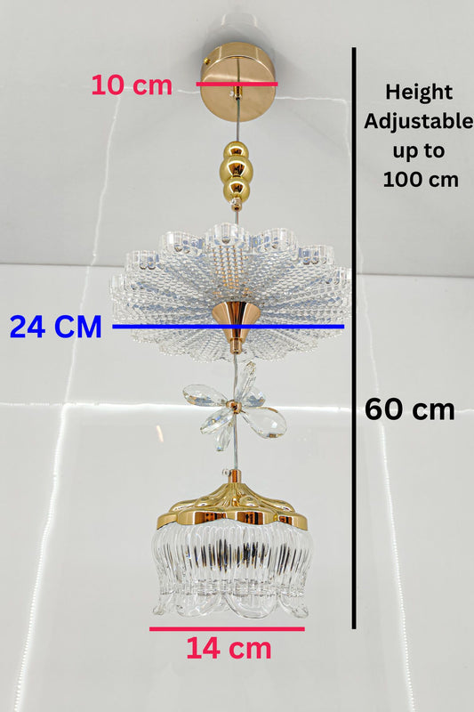 swanart Modern Luxury Crystal Chandelier Pendant Light Fixture with Gold Finish, Adjustable Height Ceiling Lamp for Dining Room, Bedroom, Entryway, Living Room - Elegant Sparkle - Swanart