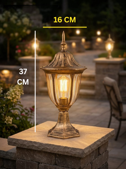 Swanart Outdoor Gate Light Pillar Lamp, Vintage Waterproof Garden Post Lantern, Antique Exterior Column Light, Decorative Outdoor Lighting Fixture for Gate, Patio, Villa & Landscape – 37 x 16 CM