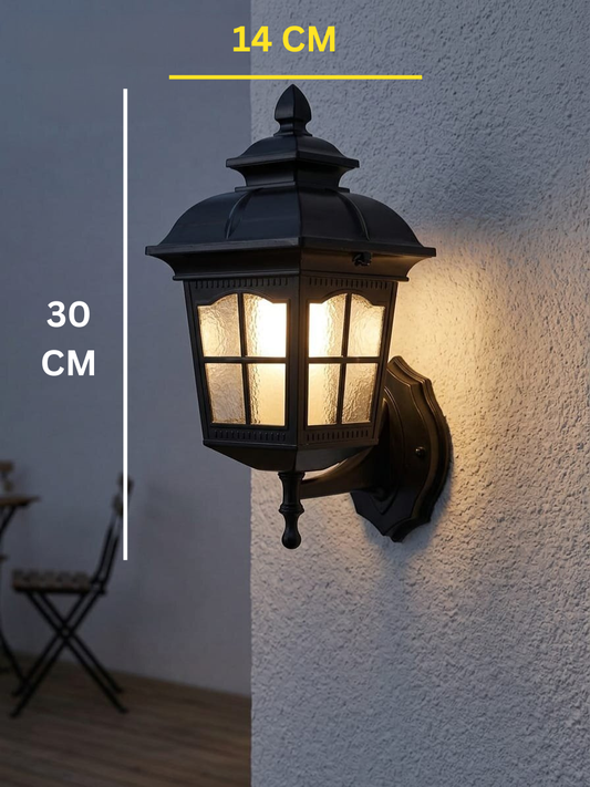 Swanart Outdoor Wall Lantern Light, Waterproof Exterior Wall Light, Vintage Black Porch Sconce, E27 Garden Gate Lamp, Weatherproof Balcony Patio Entrance Lighting Fixture (30 x 14 CM)