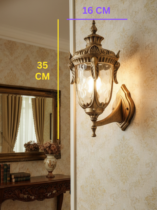 Swanart Vintage Outdoor Wall Light Antique Brass Lantern, Waterproof Glass Wall Sconce, Classic Exterior Lighting Fixture for Balcony Porch Garden Entryway Decorative Lamp