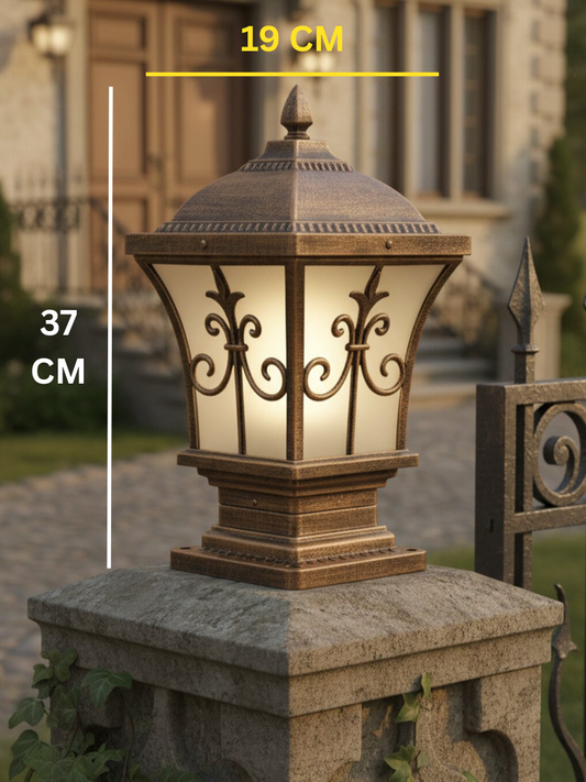 Swanart Outdoor Gate Light Pillar Lamp, Waterproof Garden Post Light, Decorative Fence Column Lantern, Vintage Exterior Gate Lamp, E27 Base Outdoor Lighting for Villa, Patio & Entrance – 37 x 19 CM