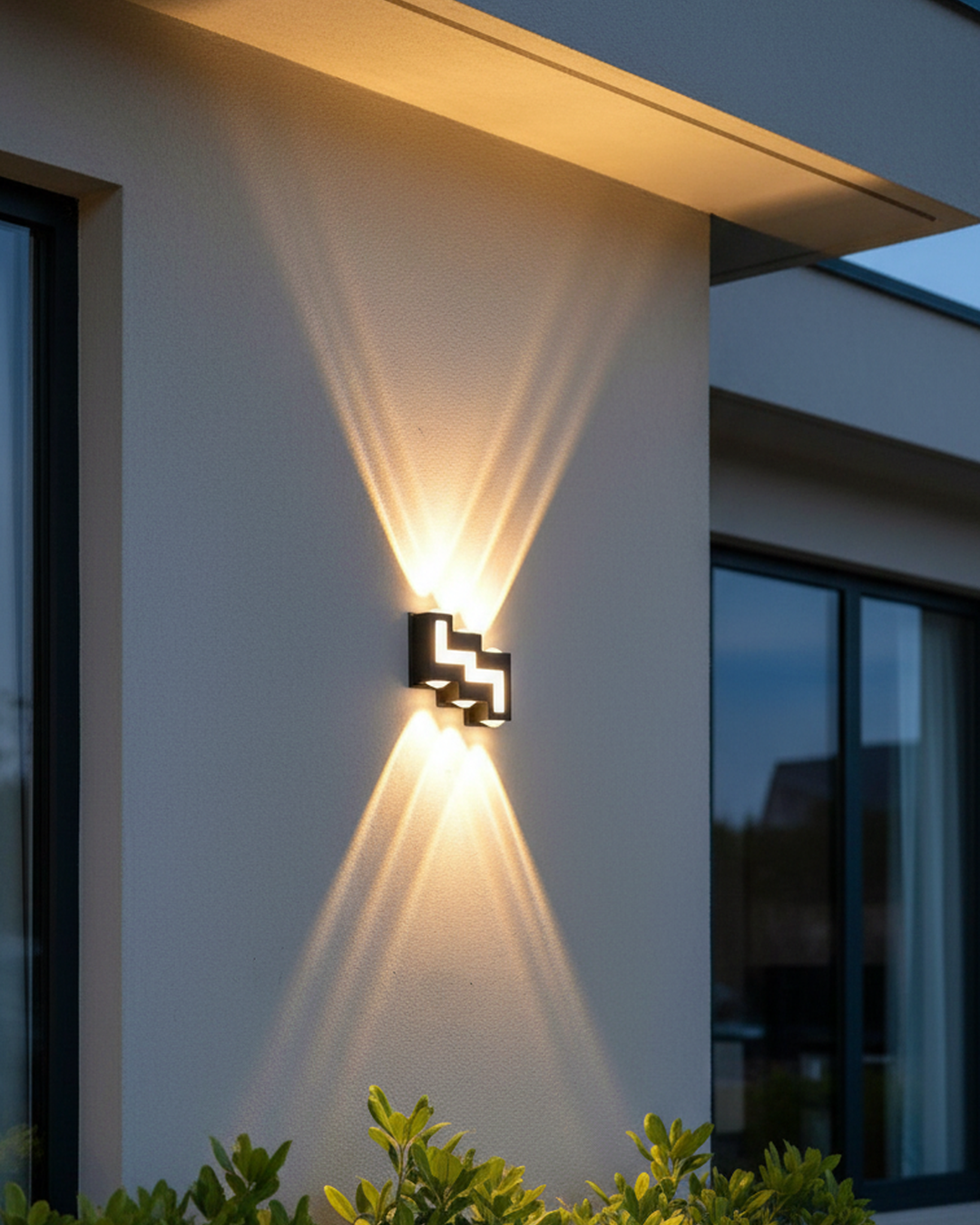 Swanart modern outdoor wall light with black finish, waterproof LED sconce illuminating up and down for balcony, garden, or patio.