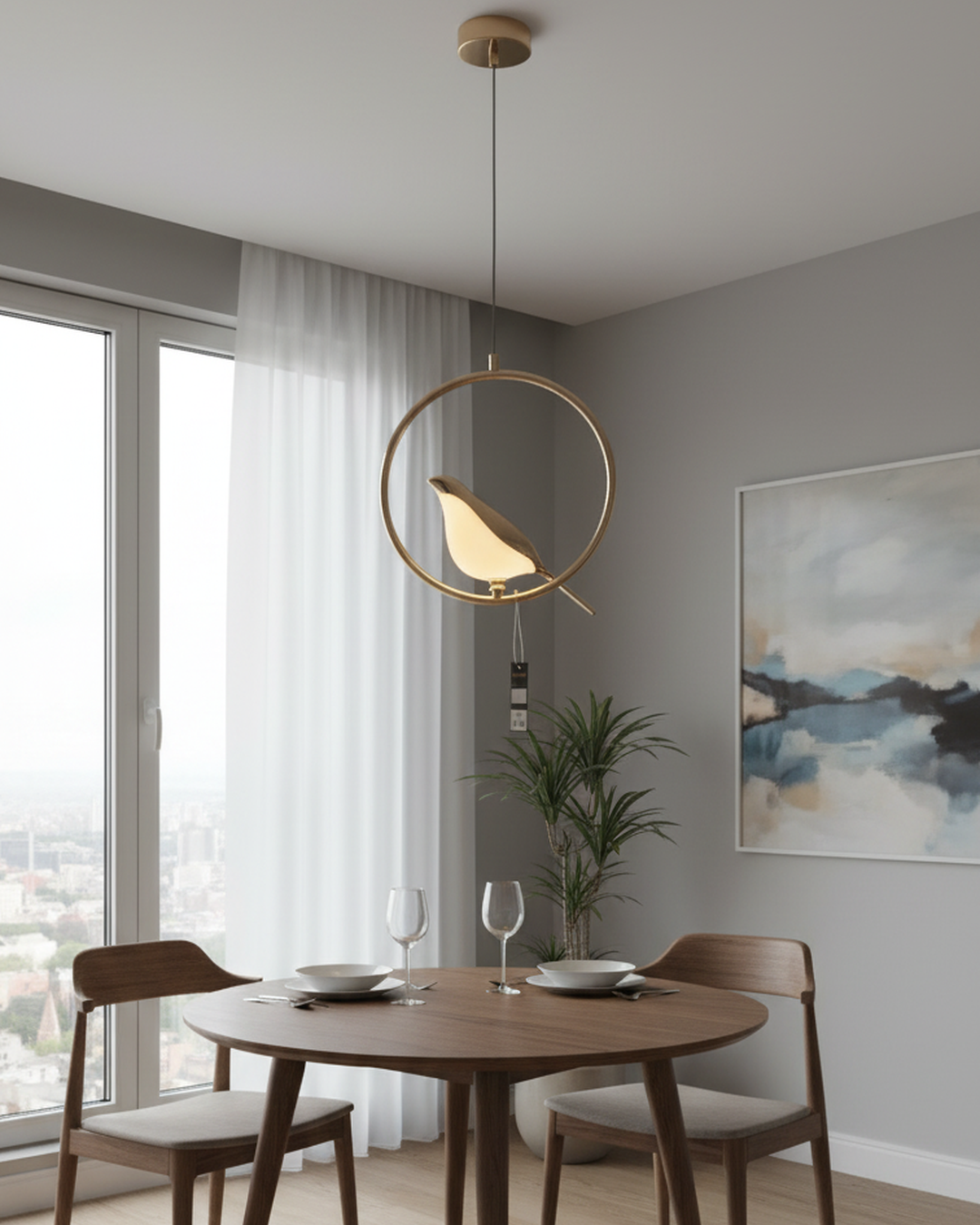 Swanart Radiance Chirpy Hanging Light with artistic design, ambient glow, energy-efficient LED, and durable construction.