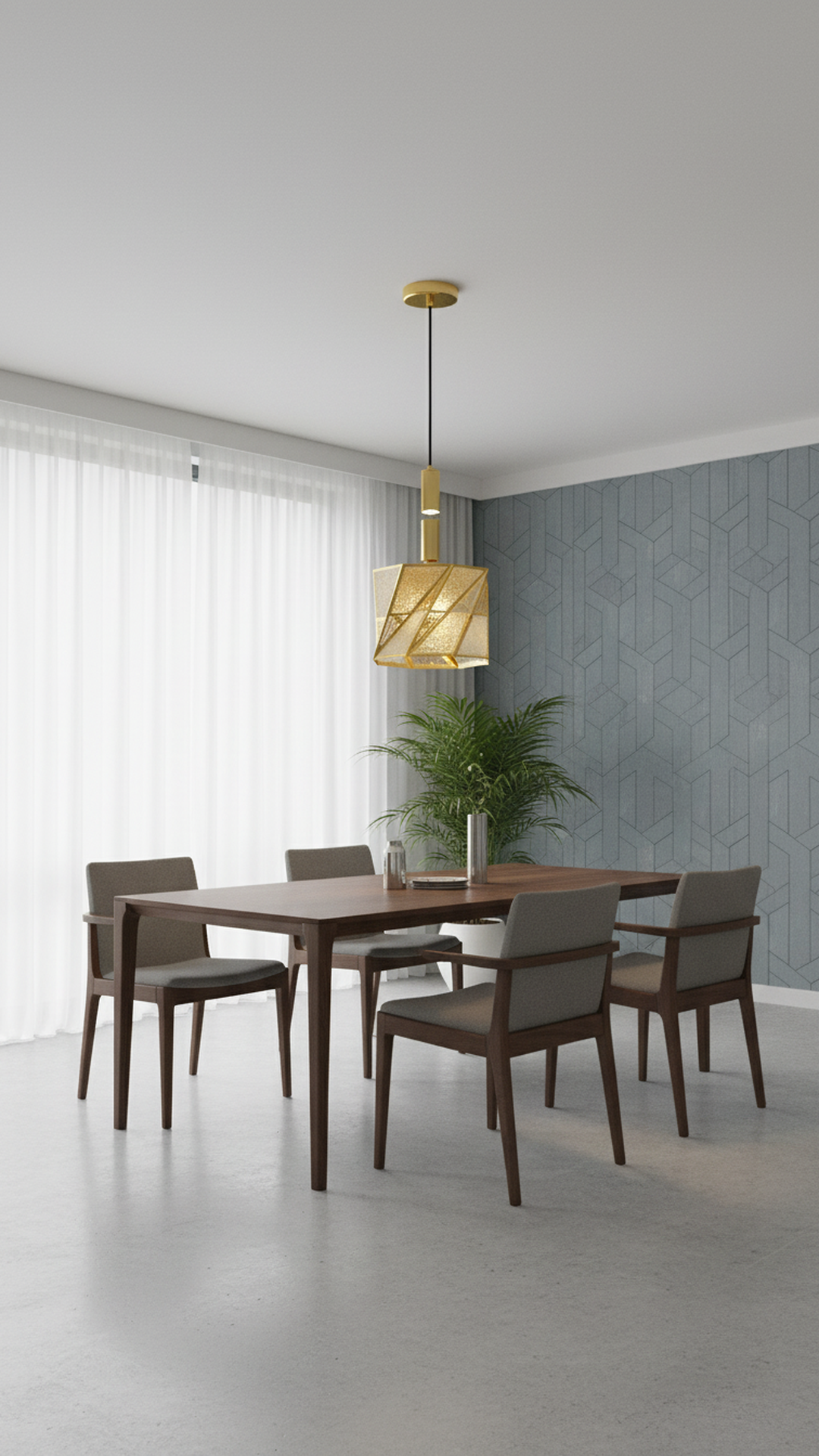Swanart modern gold pendant light with geometric glass design hanging from ceiling, ideal for dining rooms and kitchens.