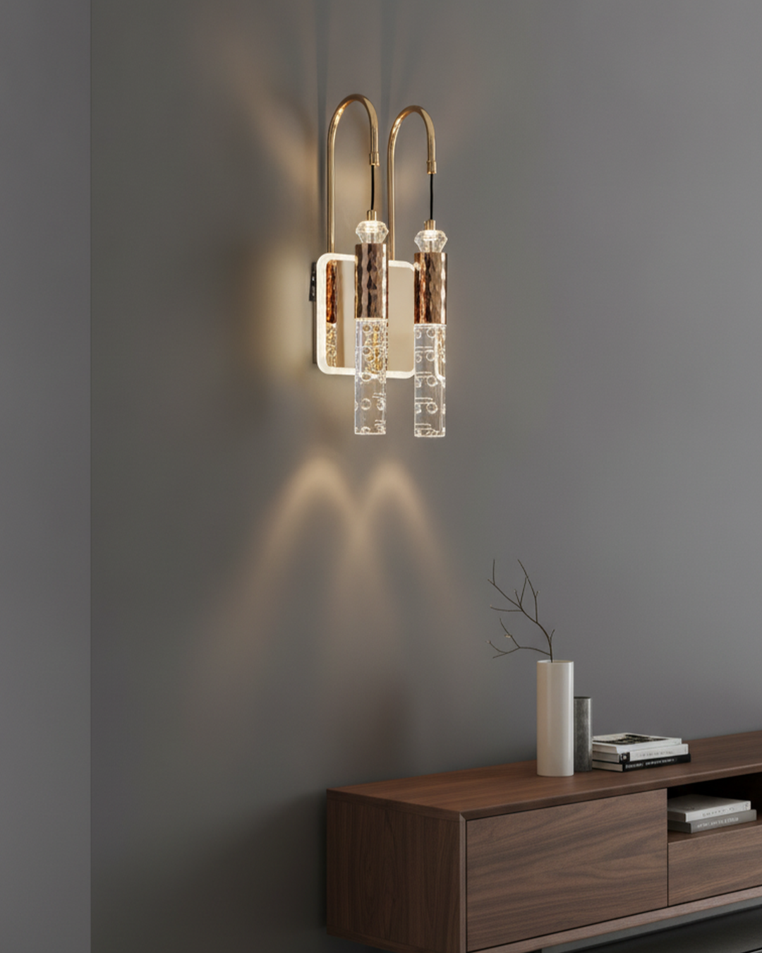 Swanart Modern LED Crystal Wall Light, Luxury Gold Wall Sconce, Decorative Bubble Crystal Wall Lamp, Indoor Wall Mounted Light Fixture for Living Room, Bedroom, Hallway & Hotel Décor