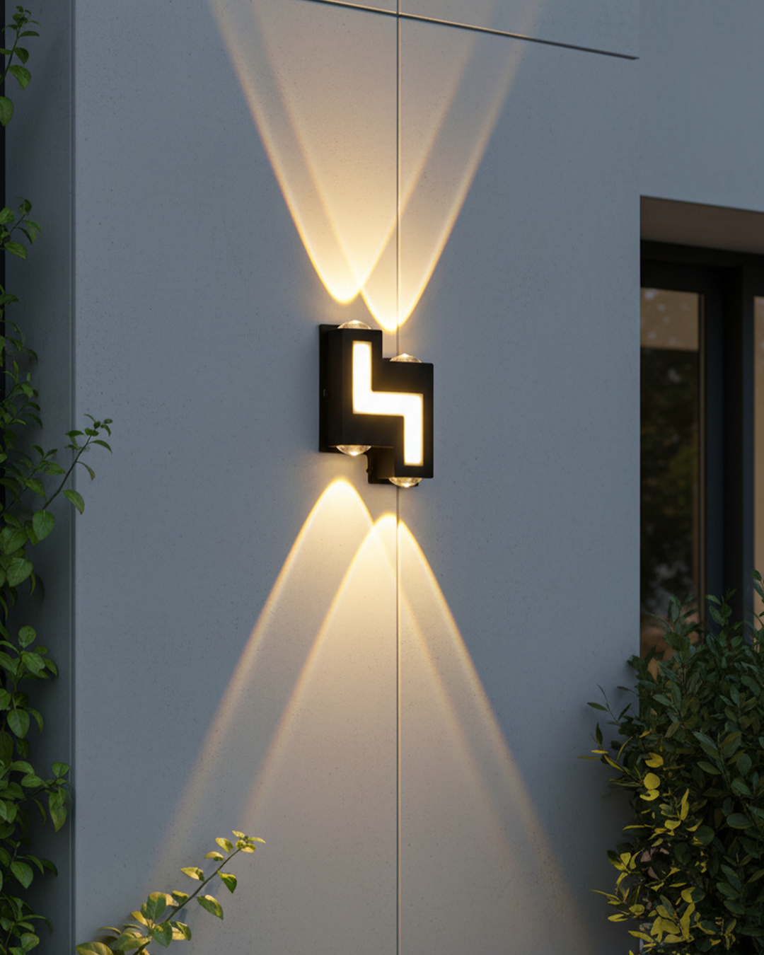 Swanart black wall lamp with up and down waterproof design, warm white light, mounted on a wall in a modern interior setting