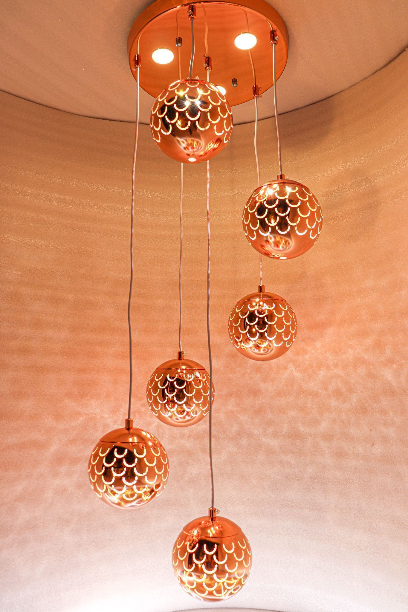 Swanart Beautiful Colour Changing Rose Gold Hanging Lamp 8720-6 RG - Swanart