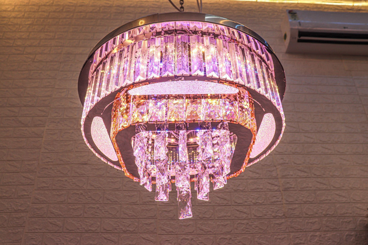 Swanart crystal pendant chandelier with multiple hanging crystals and elegant design, ideal for modern interior lighting.