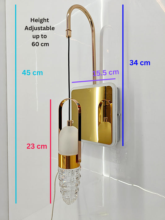 Swanart Modern Crystal Wall Sconce with LED Mirror - Elegant Bathroom Vanity Light Fixture with Gold Finish & Crystal Shade - Swanart