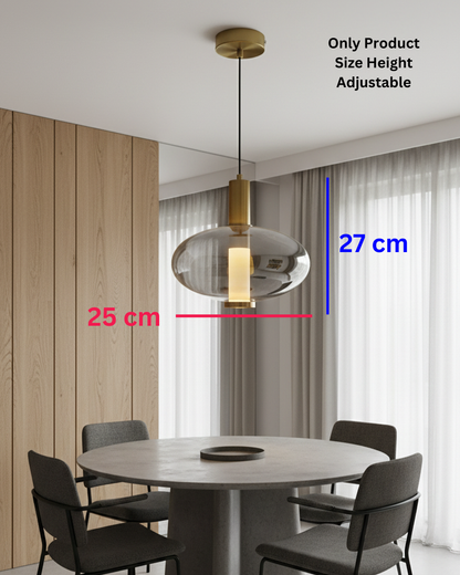 Swanart Modern Grey Glass Pendant Light for Living Room, Hanging Light, Pendant Lamp, Decorative Ceiling Light, Adjustable Height Suspension Light for Dining Room, Kitchen Island & Bedroom