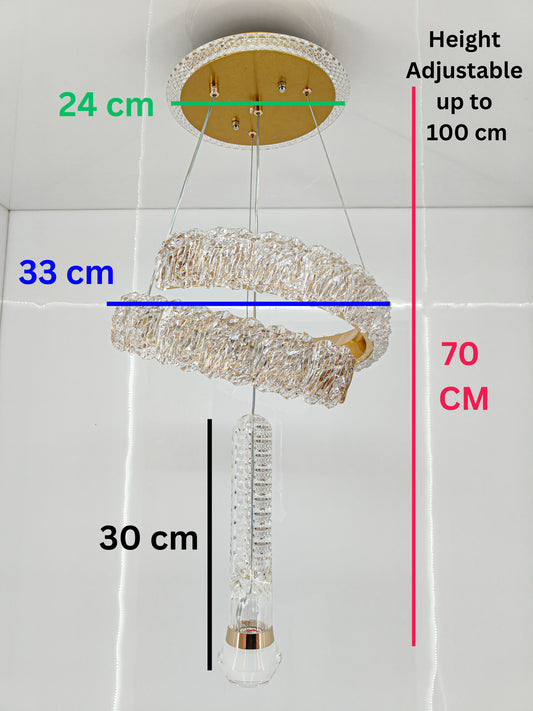 Swanart Icelis Crystal LED Chandelier – Modern Pendant Ceiling Light with 3-in-1 Color Change, Adjustable Height, Luxurious Crystal & Metal Design, Ideal for Living Room, Dining Room & Bedroom - Swanart