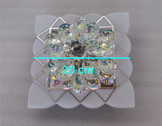 Swanart Dynamic Moving Crystal Flower Chandelier – Multi-Color RGB LED Decorative Ceiling Lamp for Modern Living Rooms & Bedrooms, Enhances Home Ambiance - Swanart