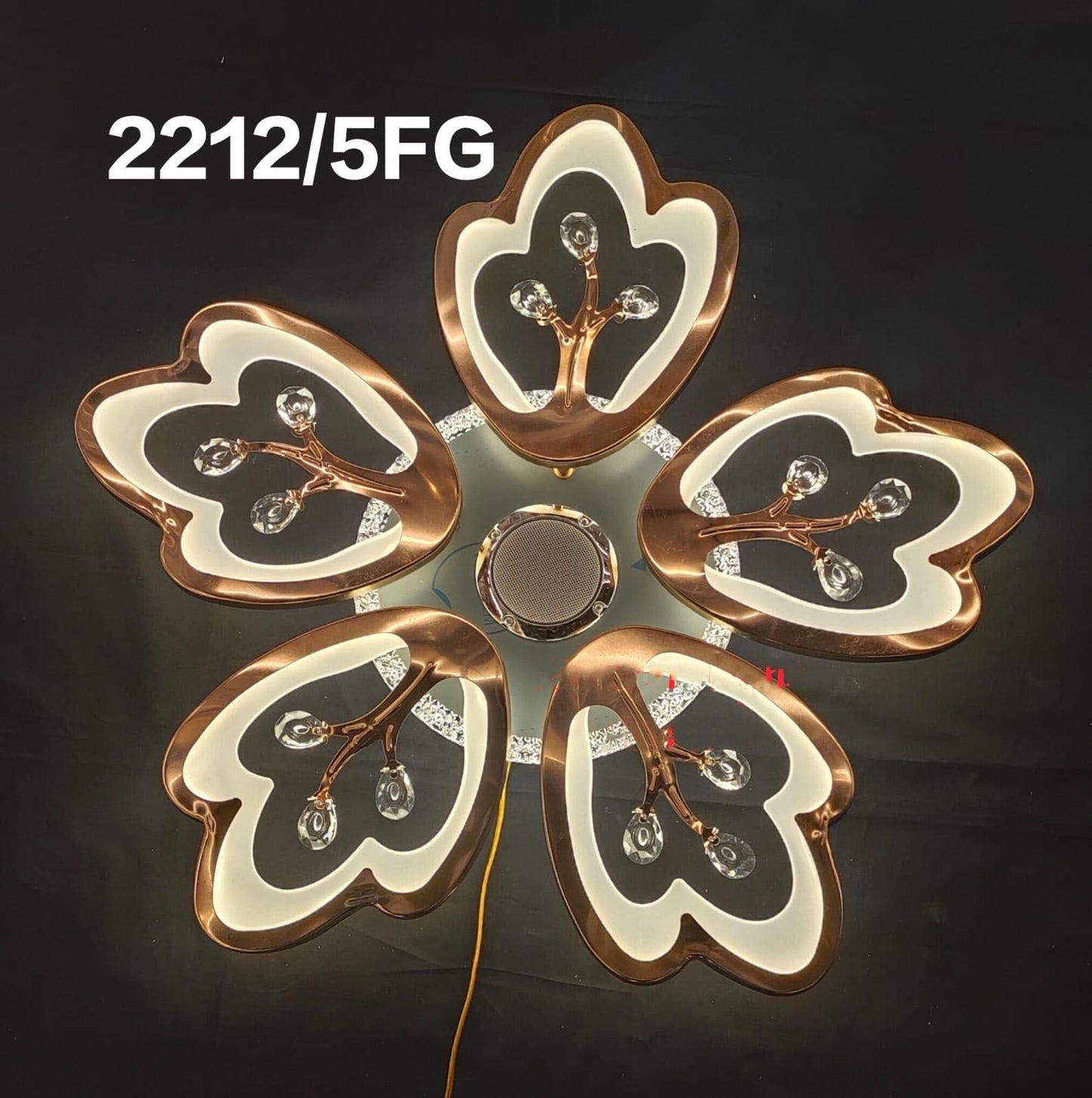 Floral Radiance with the Gold Leaf Crystal Ceiling Light - Swanart