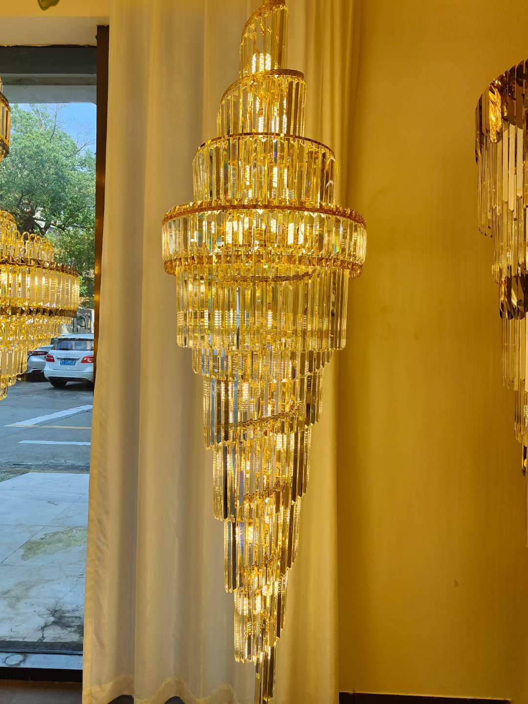 Spiral Elegance - 60cm x 210cm Crystal Chandelier - Swanart