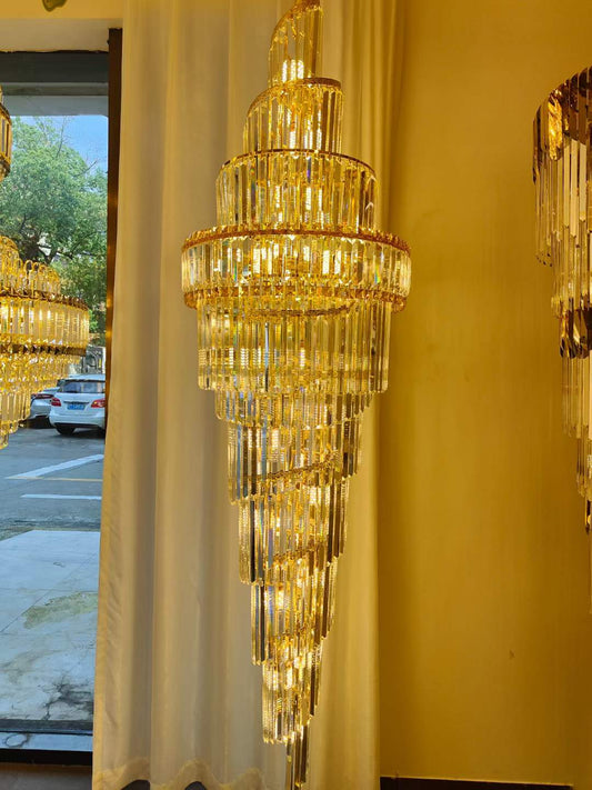 Spiral Elegance - 60cm x 210cm Crystal Chandelier - Swanart