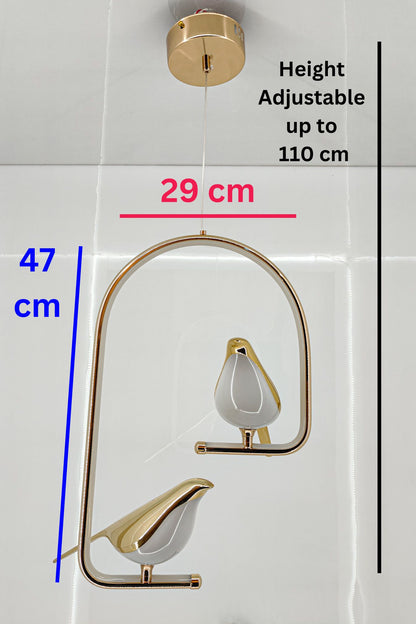 Swanart Modern Dual Bird LED Pendant Light – Elegant Gold Finish Hanging Chandelier for Living Room, Dining, Bedroom & Home Decor Lighting | Unique Artistic Ceiling Lamp Fixture - Swanart