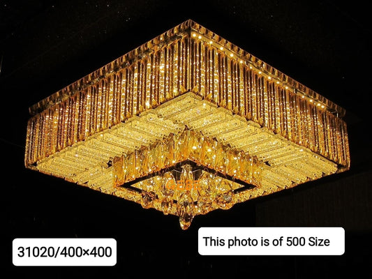 Majestic Glamour with the Golden Square Crystal Chandelier - Swanart