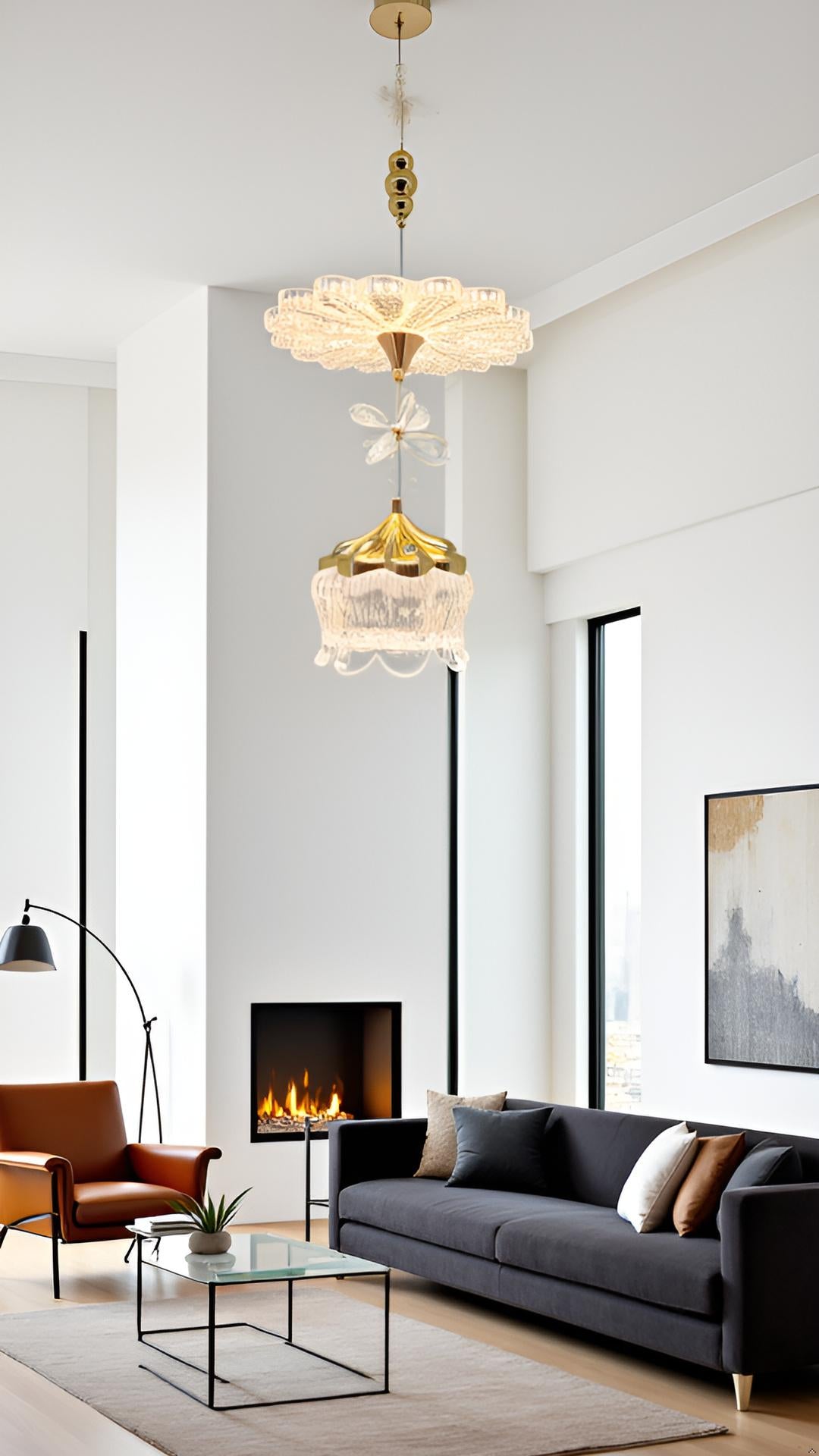 swanart Modern Luxury Crystal Chandelier Pendant Light Fixture with Gold Finish, Adjustable Height Ceiling Lamp for Dining Room, Bedroom, Entryway, Living Room - Elegant Sparkle - Swanart
