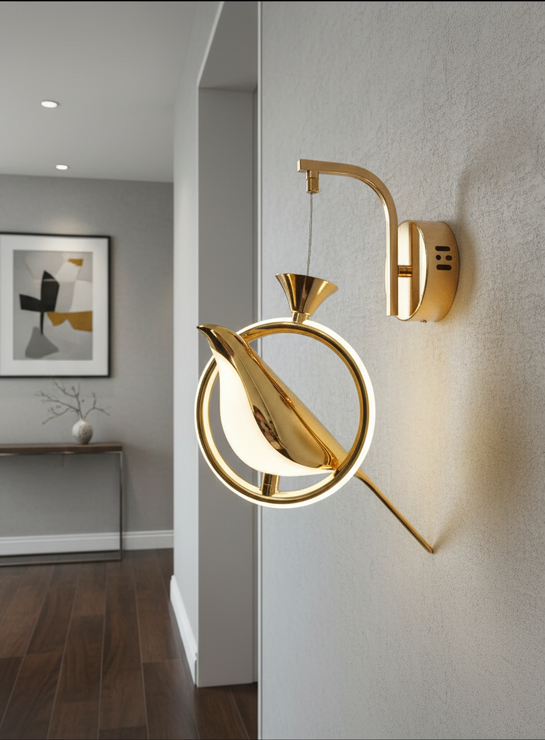 Swanart Modern Bird-Shaped LED Wall Light, Gold and White Sconce with Artistic Design, Energy-Efficient Decorative Lighting for Bedrooms, Living Rooms, and Hallways Stylish Accent Light Fixture
